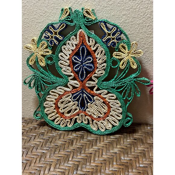 Bundle Of 2 Vintage Wicker Straw Trivet Round - Picture 2 of 10